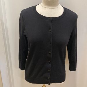 Talbots Pima Cotton Blend Black Button-Up Sweater Size Petite Medium (Mp)